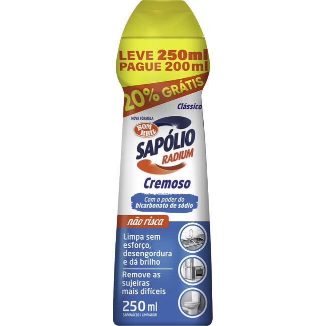 Saponáceo Sapólio Radium 250ml - Cremoso - Com 20% de Desconto