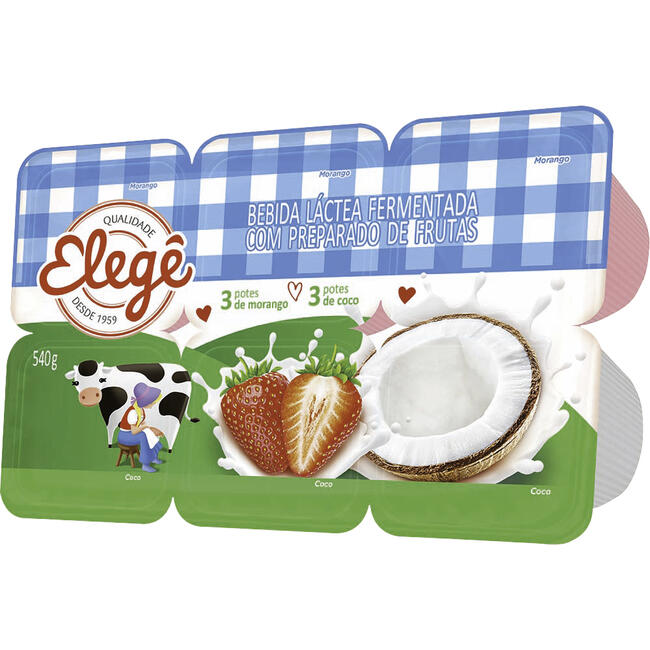 Bebida Láctea Polpa Elegê Morango e Coco 540g