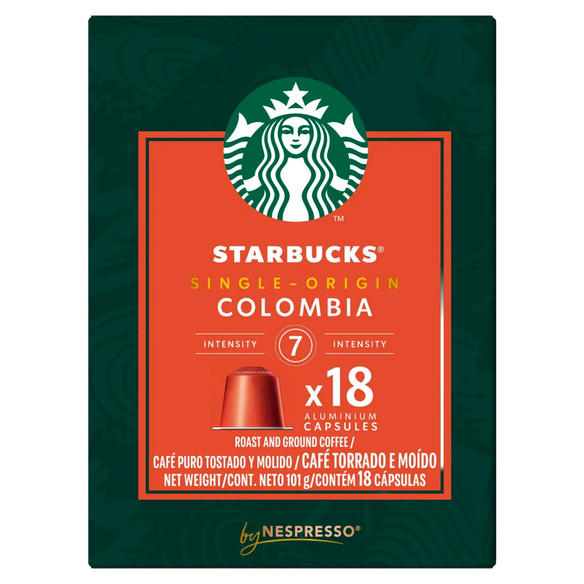 Café em Cápsula Torrado e Moído Colômbia Starbucks Single-Origin Caixa 101g 18 Unidades