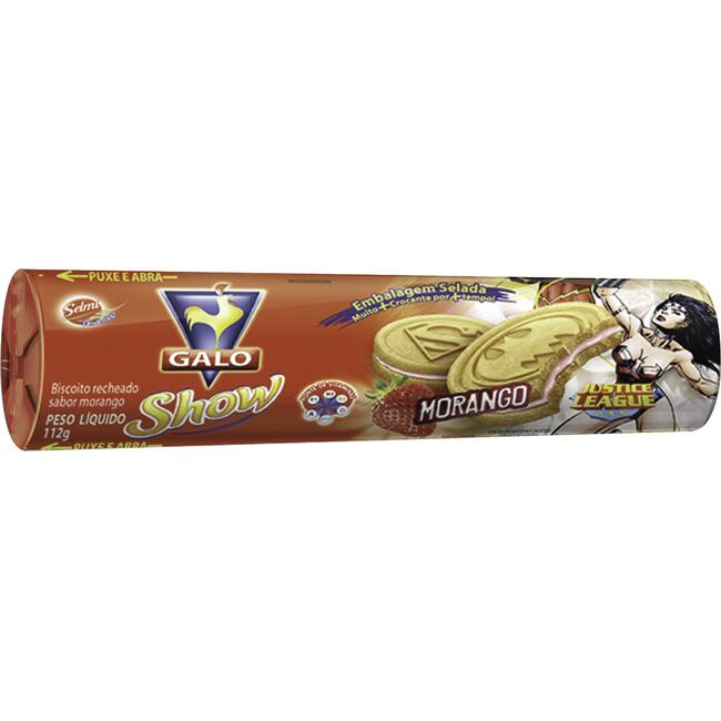 Biscoito Galo Liga da Justiça Recheado Morango 112g