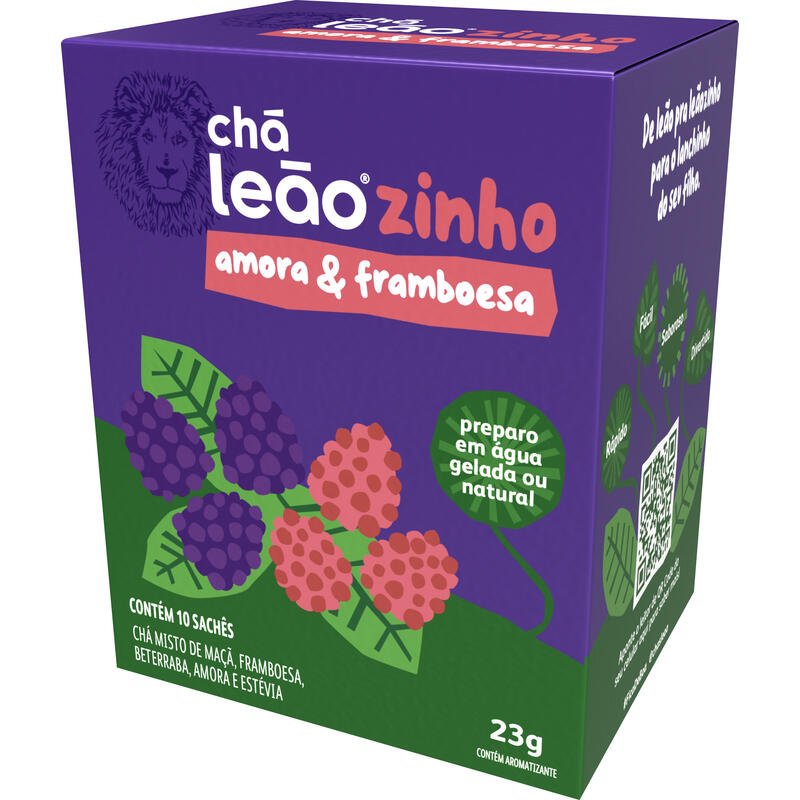 Chá Amora e Framboesa Leãozinho Caixa 23g 10 Unidades
