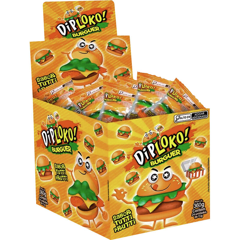 Bala de Gelatina Dip Loko Burguer 24x15g