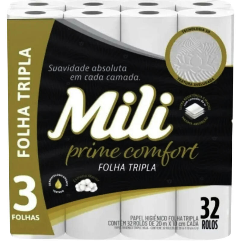 Papel Higiênico Prime Comfort Mili Folha Tripla 20m 32 r