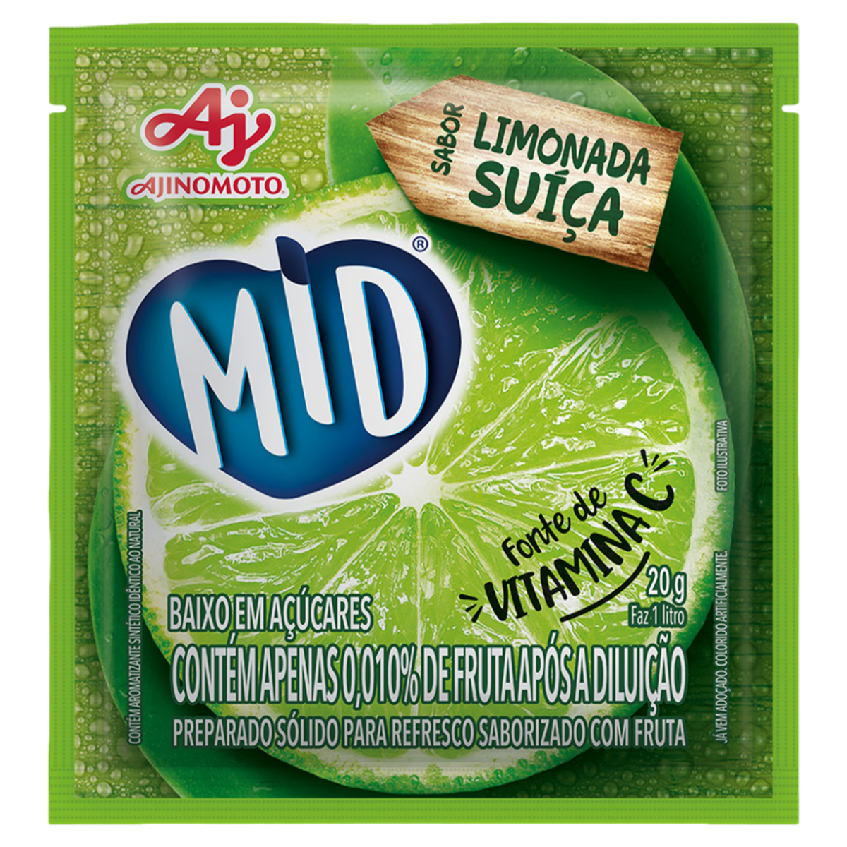 Refresco em Pó Limonada Suíça Mid Pacote 20g