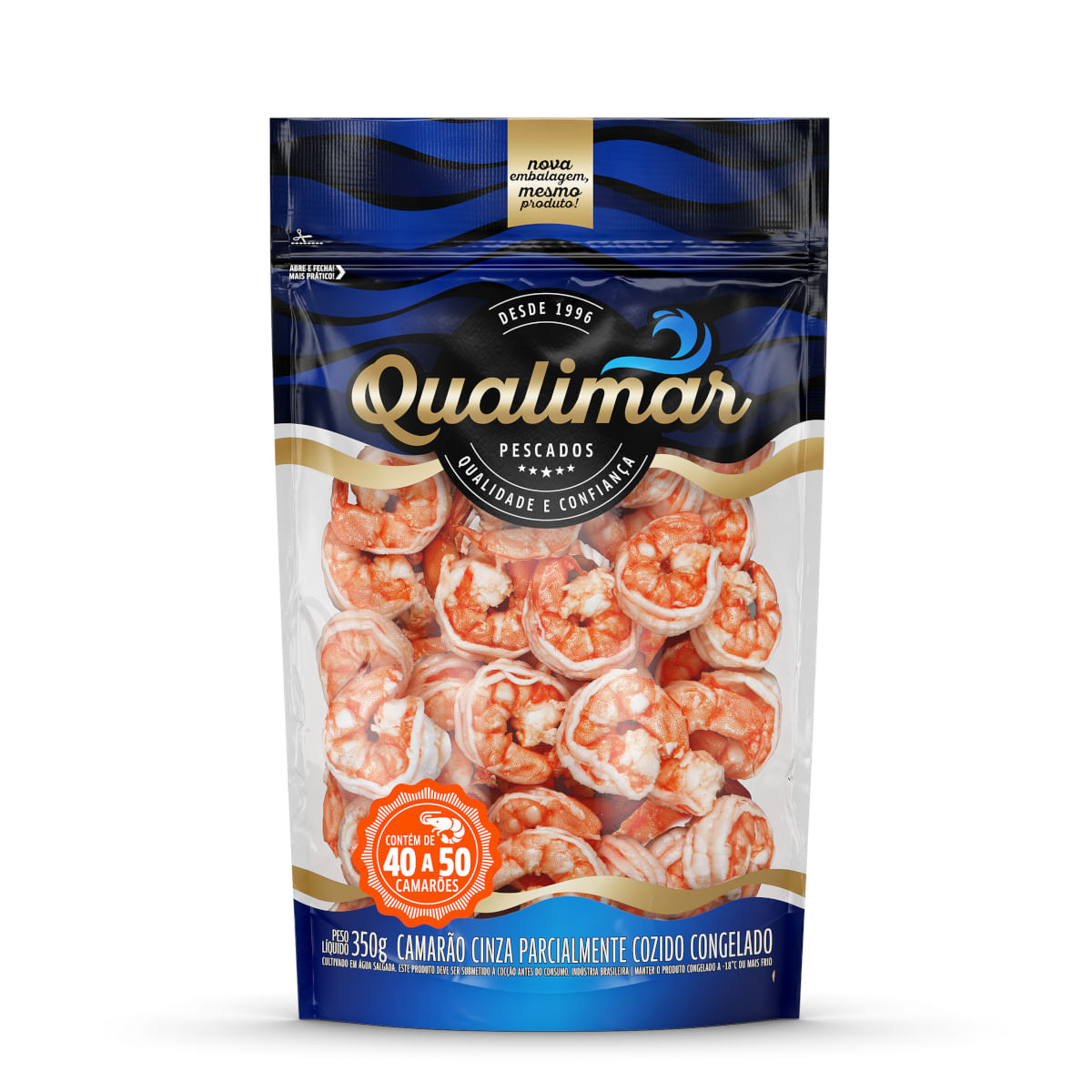 Camarão QUALIMAR Cozido 40 a 50 peças Congelado 350g