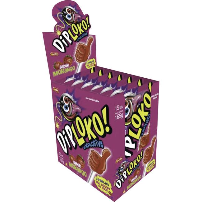 Pirulito Explosive Dip Loko Morango 15x11g