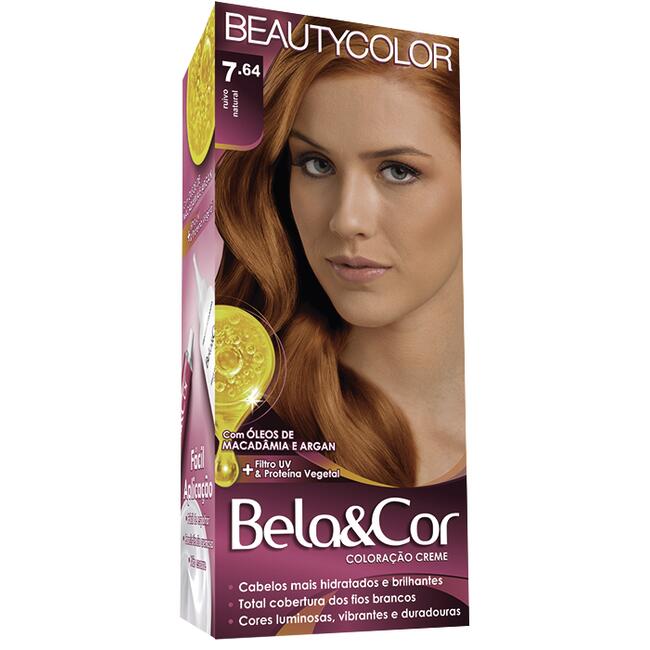 Tintura para Cabelo Beauty Color 7.64 - Ruiva natural Kit