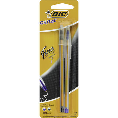 Caneta Cristal Bic Azul e preta 2un