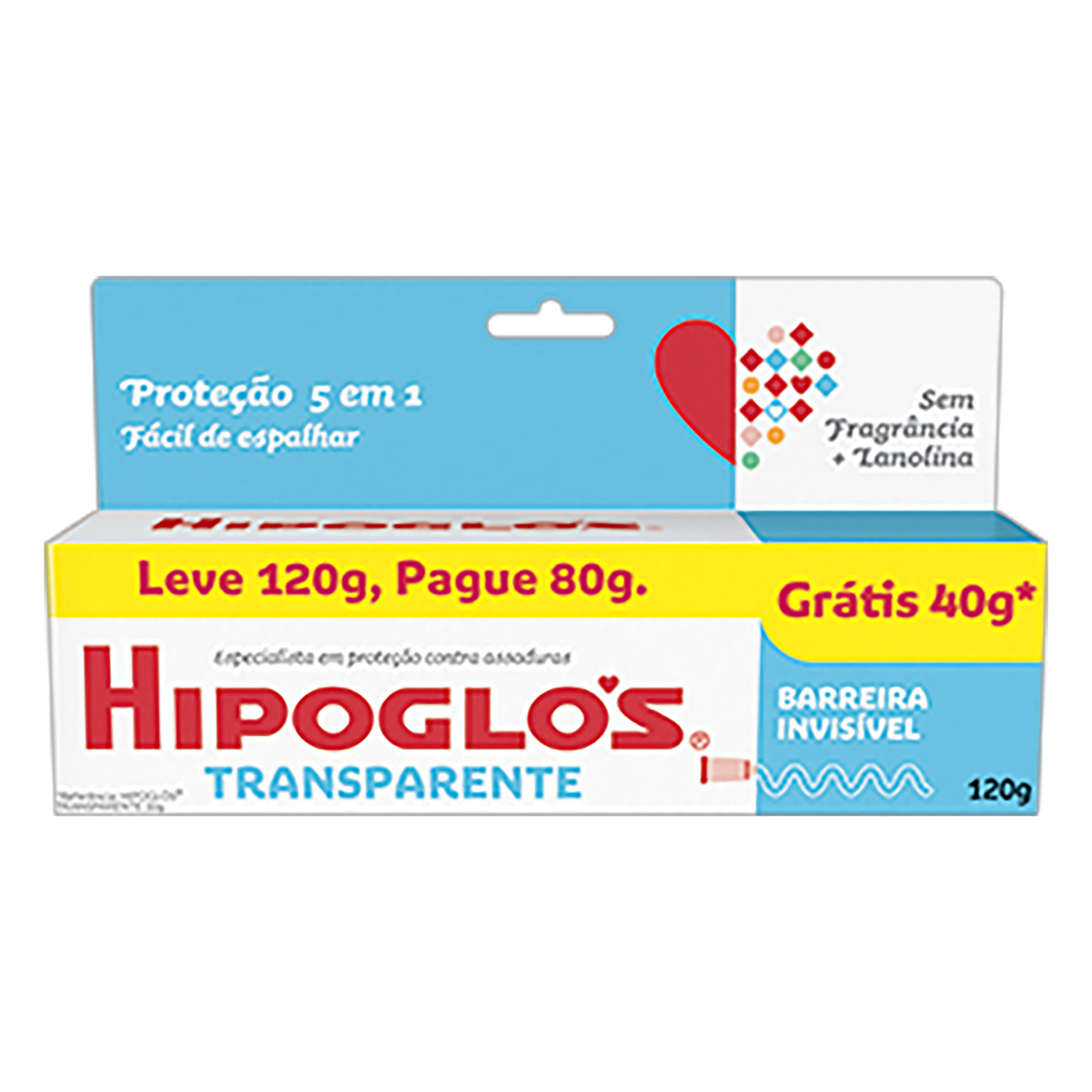 Creme Preventivo de Assaduras Transparente Hipoglós Caixa Leve 120g Pague 80g