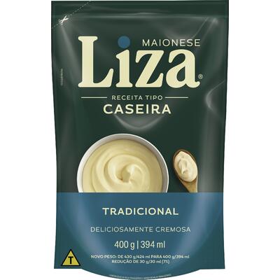 Maionese Liza 400g - Caseira - Tradicional - Sachê