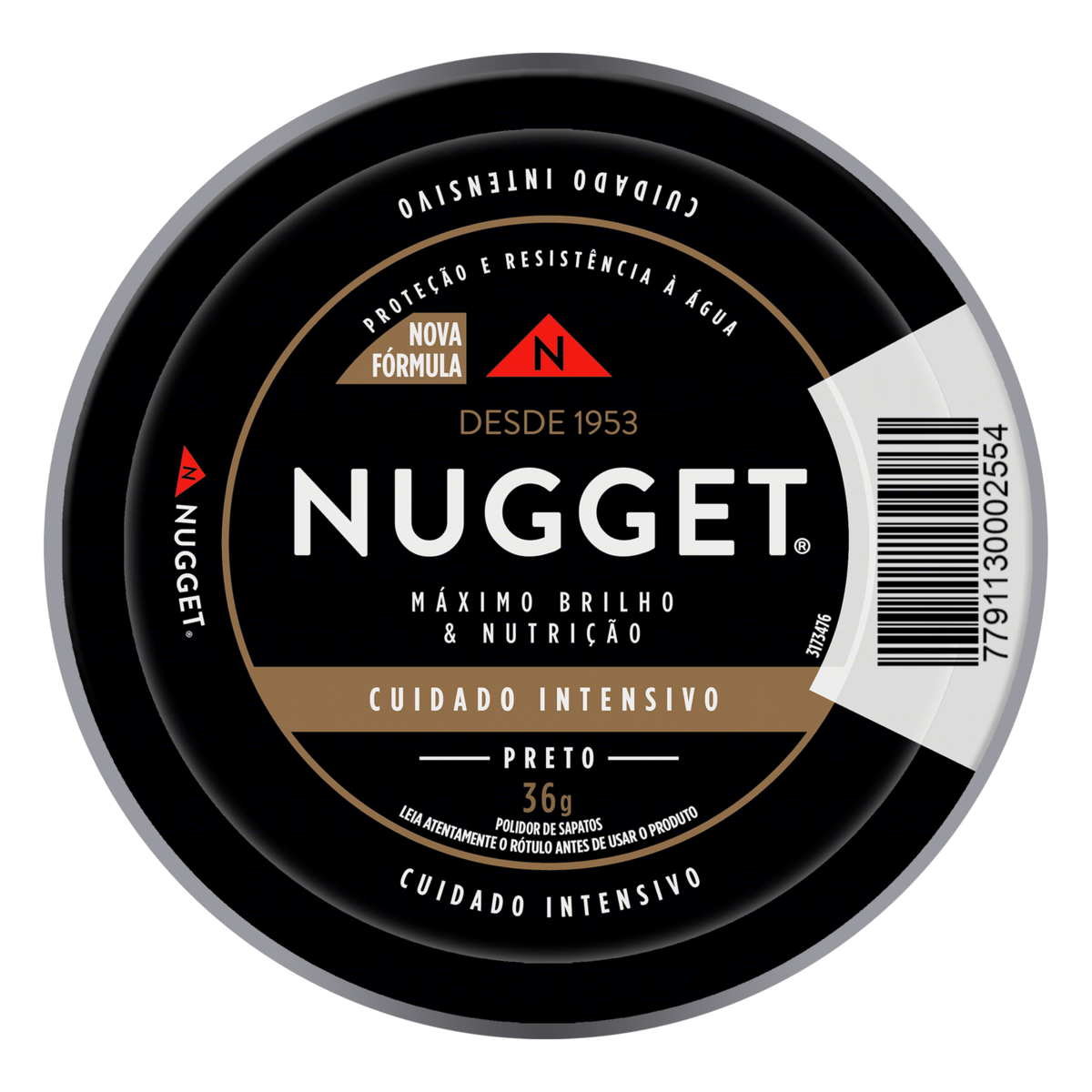 Graxa para Sapato em Pasta Preta Nugget Lata 36g