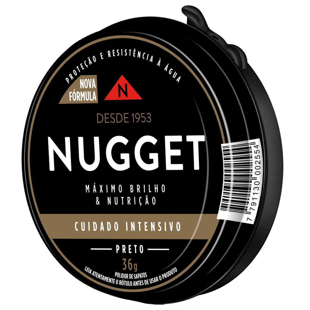 Graxa para Sapato em Pasta Preta Nugget Lata 36g