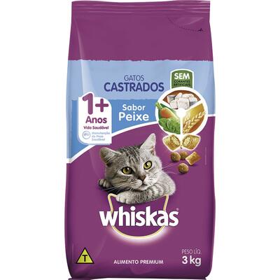 Alimento para Gatos Castrados Whiskas Peixe 3kg
