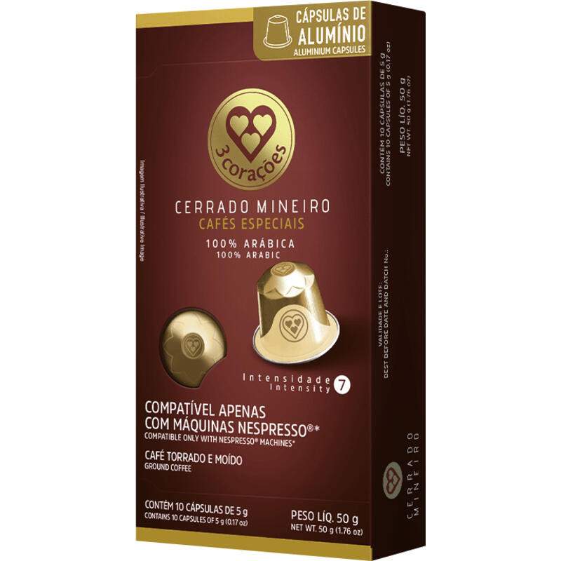 Café em Cápsulas 3 Corações Cerrado Mineiro 10x5g