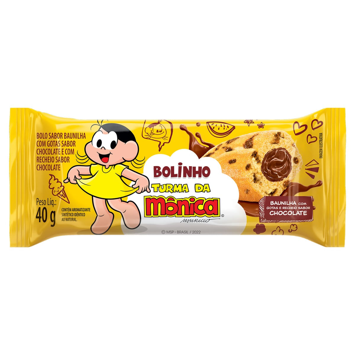 Bolinho Turma Da Mônica Casa Suica Bauninha Com Gotas De Chocolate 40g