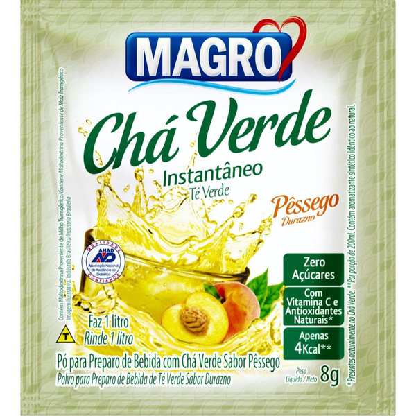 Chá-verde Magro 8g - Zero Açúcar - Pêssego