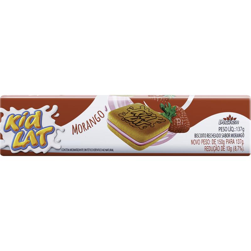 Biscoito Recheado KidLat Morango 137g