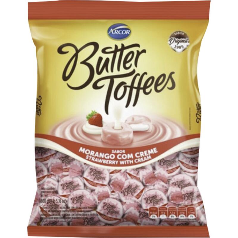 Bala Arcor Butter Toffees Morango 500g