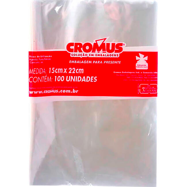 Saco Transparente Cromus 15x22cm 100un