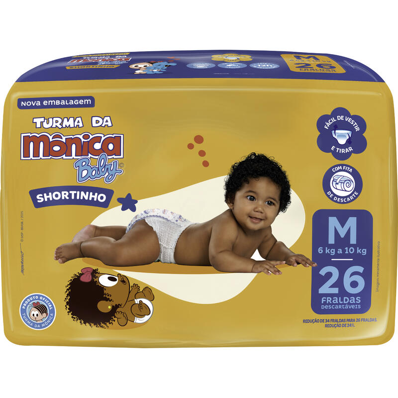 Fralda Descartável Turma da Mônica Short Jumbo M 26 un