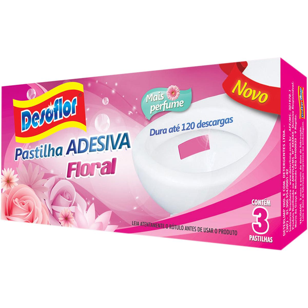 Desodorizador Pastilha Adesiva Desoflor Floral - Com 3 Unidades