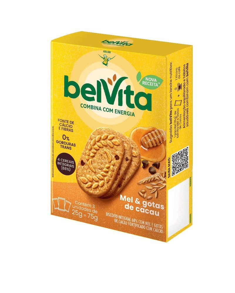 Biscoito BelVita Mel E Cacau Multipack 75g com 3 Unidades de 25g