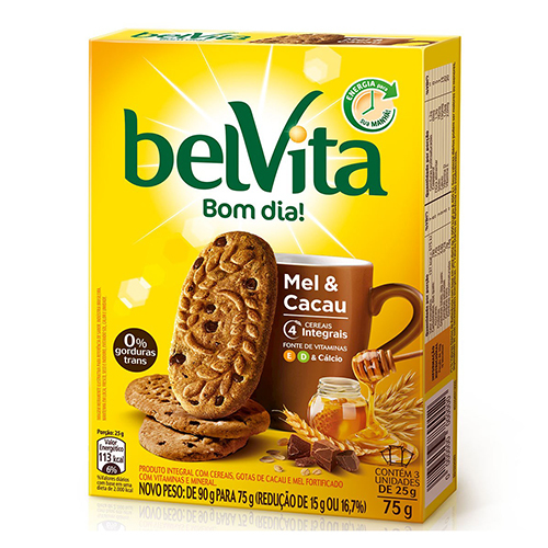 Biscoito BelVita Mel E Cacau Multipack 75g com 3 Unidades de 25g
