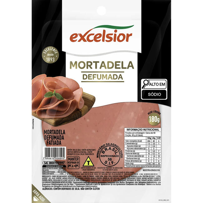 Mortadela Defumada Excelsior Fatiada 180g