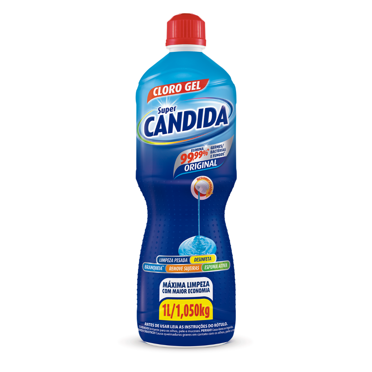 Desinfetante Uso Geral Cloro Gel Original Super Candida Frasco 1l