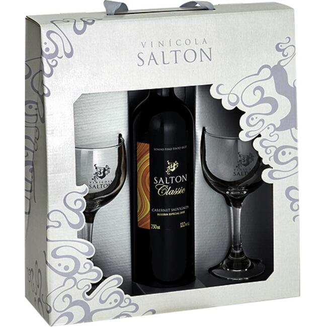 Kit Vinho Salton Cabernet Sauvignon 750ml + 2 taças