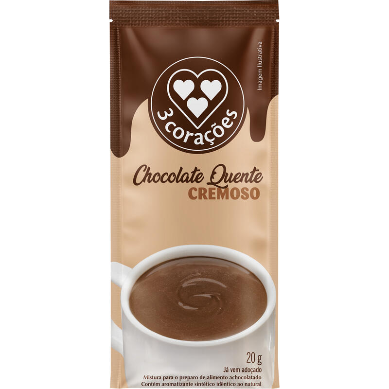 Cappuccino 3 Corações Chocolate Quente 20g
