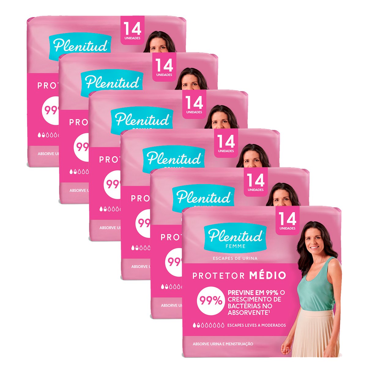 Kit Protetor Médio PLENITUD FEMME - 14 unidades - Leve 6 pague 5