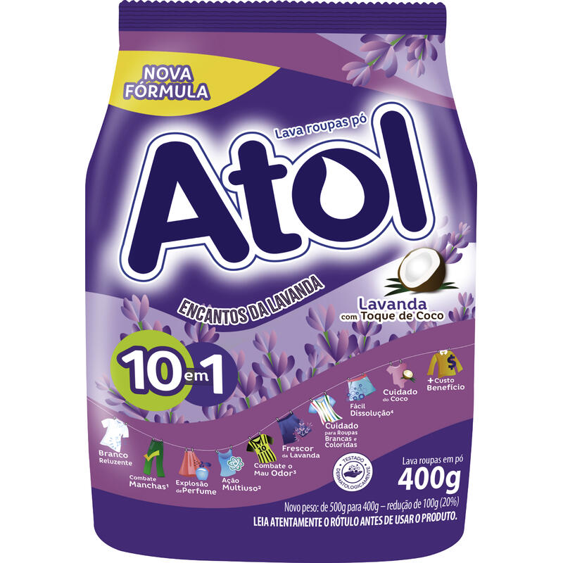 Lava Roupas em Pó Atol Encantos da Lavanda 400g