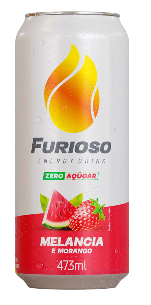Energético Melancia e Morango Zero Açúcar Furioso Lata 473ml