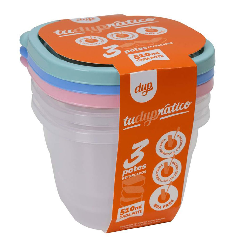 Conjunto Dup 3 Pote Tudupratico 510ml Lisboa Col Un