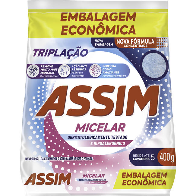 Lava Roupas em Pó Assim Triplação Micelar 400g