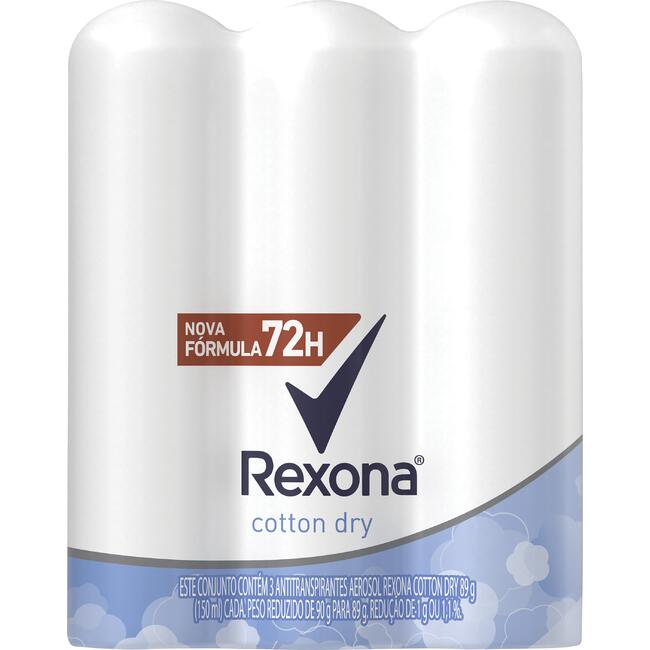 Desodorante Aerossol Rexona Cotton 3x150ml