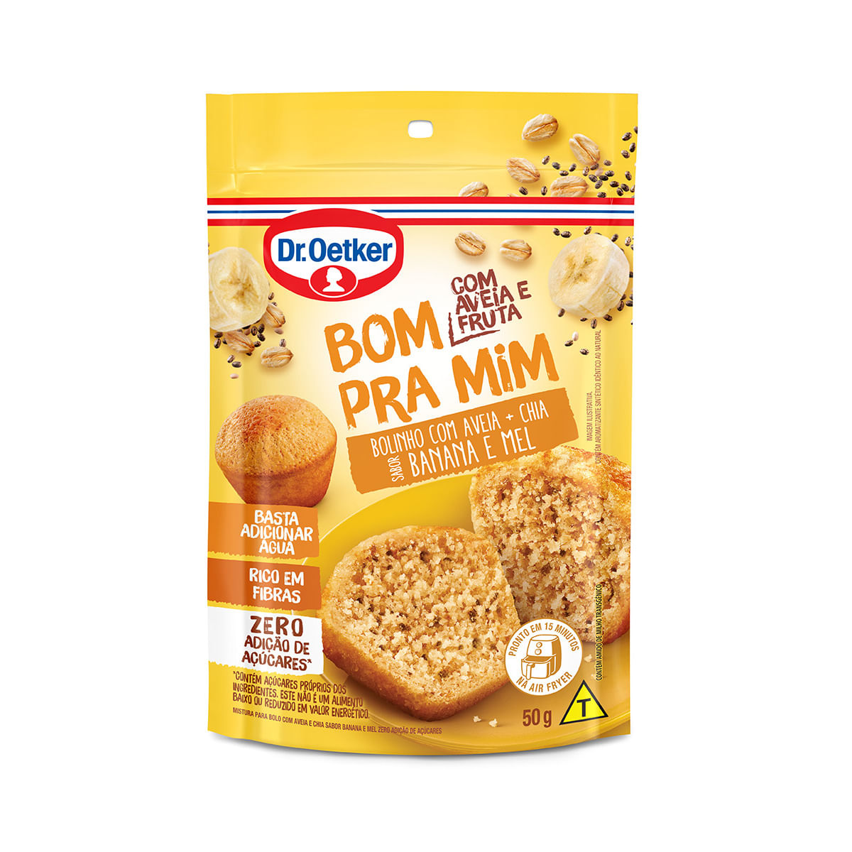 Mistura de Bolo DR OETKER Caneca Aveia + Chia Banana e Mel Zero Adição de Açúcares 50g