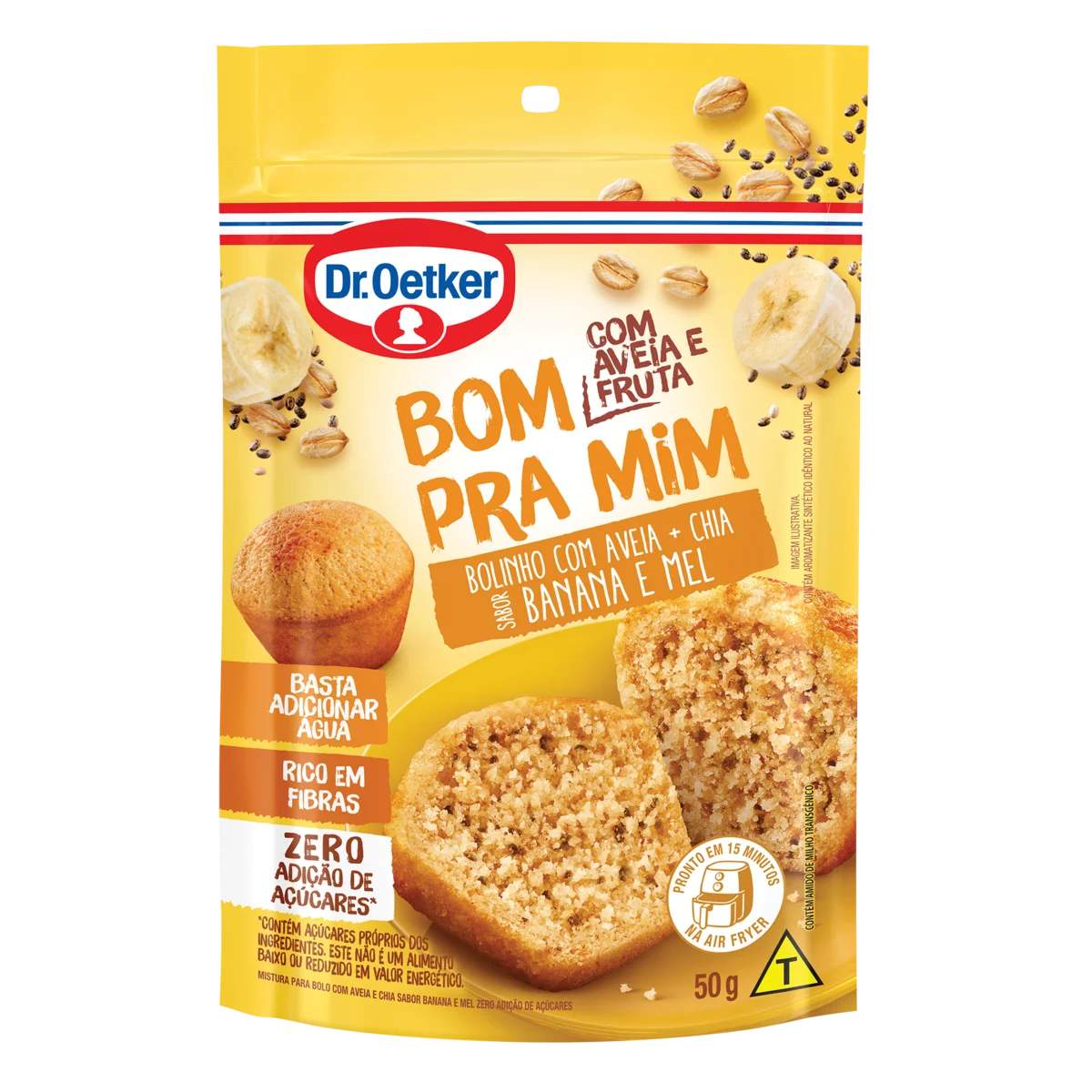 Mistura de Bolo DR OETKER Caneca Aveia + Chia Banana e Mel Zero Adição de Açúcares 50g
