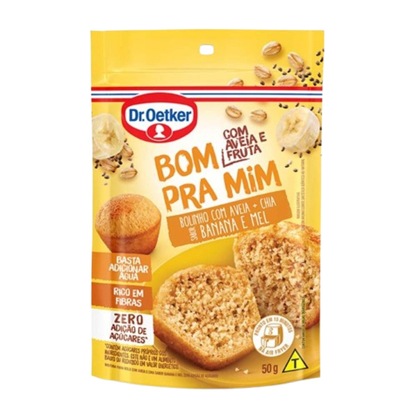 Mistura de Bolo DR OETKER Caneca Aveia + Chia Banana e Mel Zero Adição de Açúcares 50g