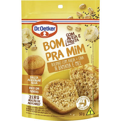 Mistura de Bolo DR OETKER Caneca Aveia + Chia Banana e Mel Zero Adição de Açúcares 50g