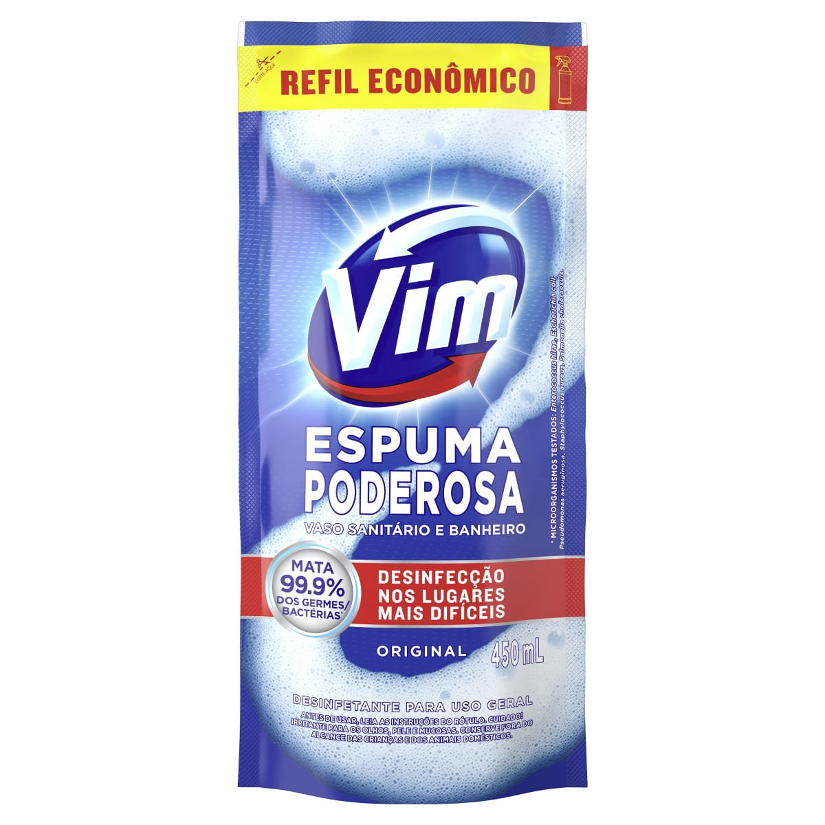 Refil Desinfetante VIM Espuma Poderosa Original 450ml Refil Econômico