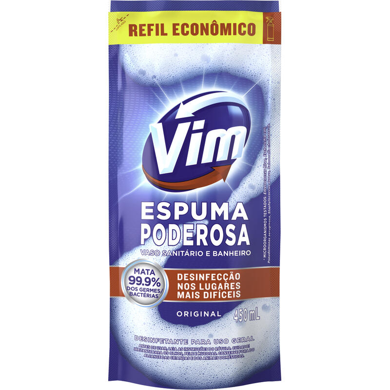Refil Desinfetante VIM Espuma Poderosa Original 450ml Refil Econômico