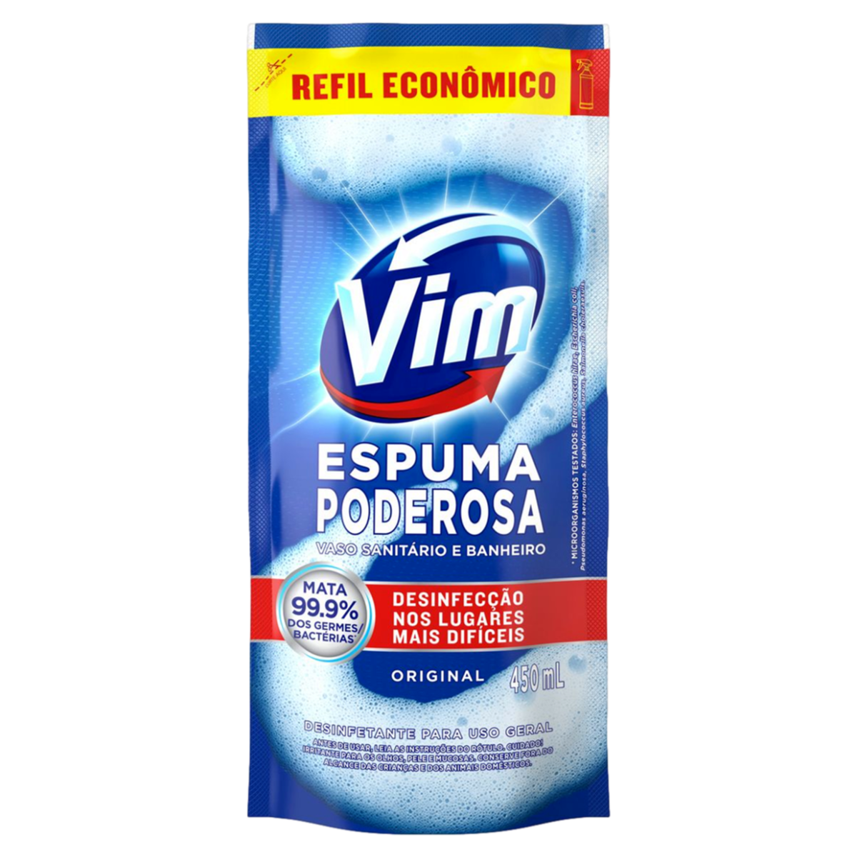 Refil Desinfetante VIM Espuma Poderosa Original 450ml Refil Econômico