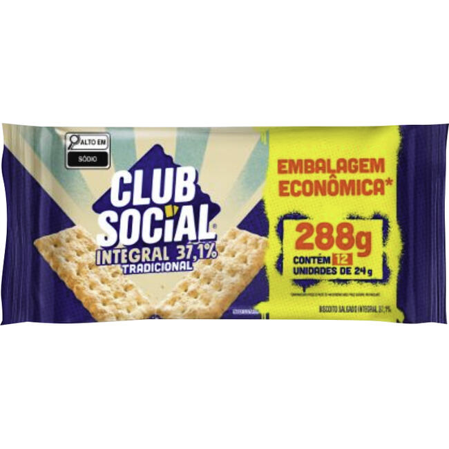 Biscoito Salgado Club Social integral embalagem econômica 288g