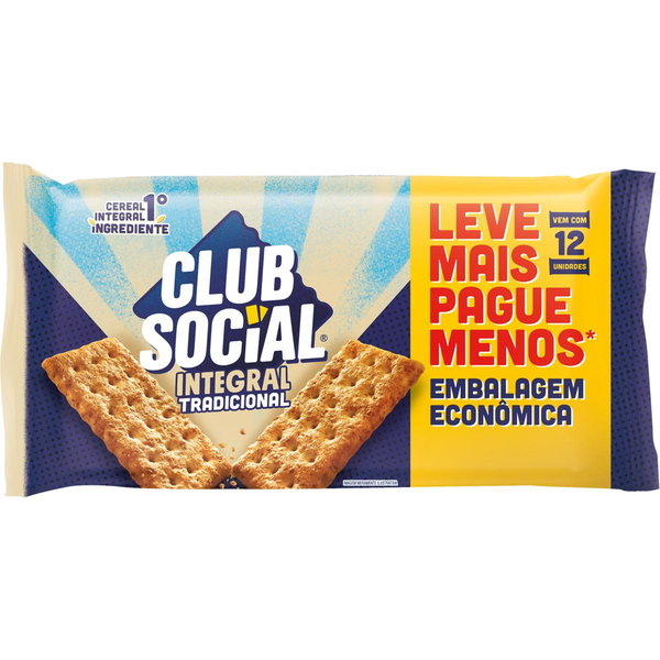 Biscoito Salgado Club Social integral embalagem econômica 288g
