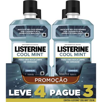 Antisséptico Listerine Cool mint 4x250ml