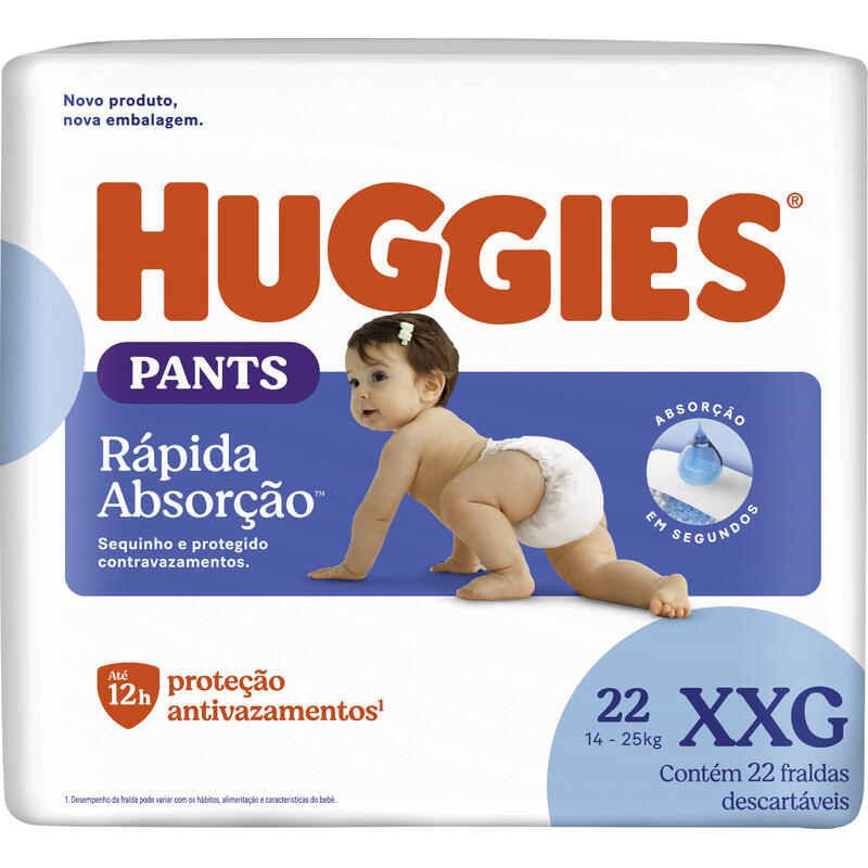 Fralda Roupinha Huggies Rápida Absorção XXG 22 un
