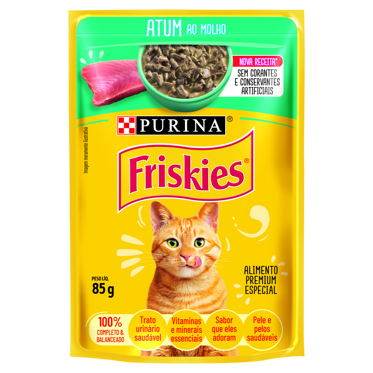 Ração Úmida Purina Friskies para Gatos Adultos Atum ao Molho 85g