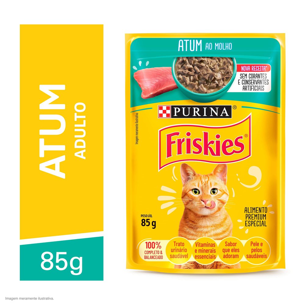 Ração Úmida Purina Friskies para Gatos Adultos Atum ao Molho 85g